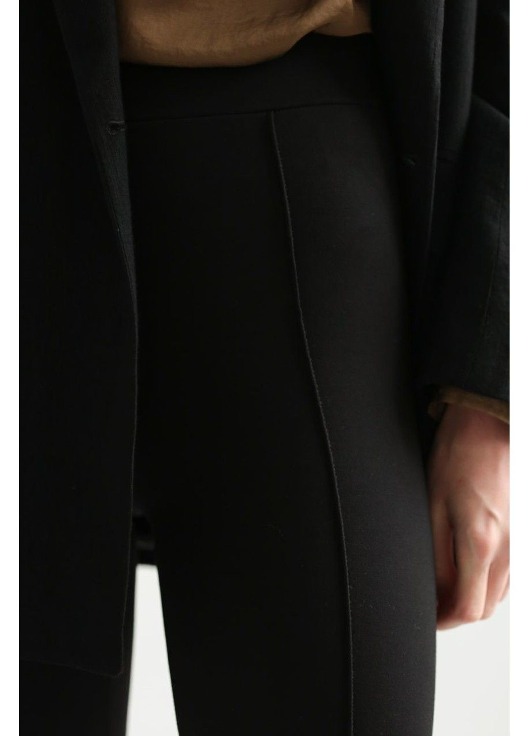 Черные демисезонные утеплённые женские лосины со строчками akta trend Aktasport