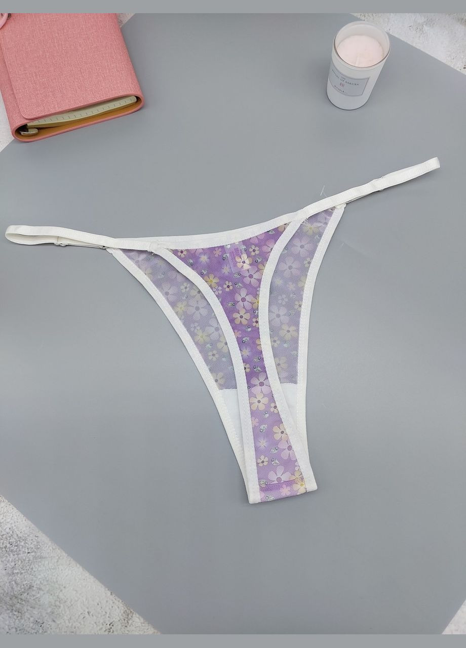 Стринги в сіточку на регуляторах квітковий принт one size No Brand (336546174)