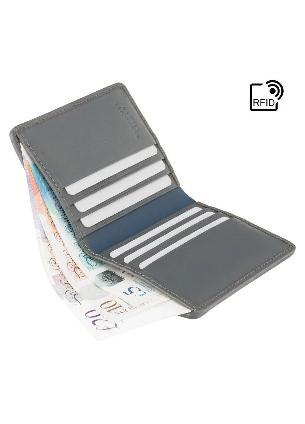 Кожаное мужское портмоне с RFID защитой rac16 grey m Visconti (323459104)