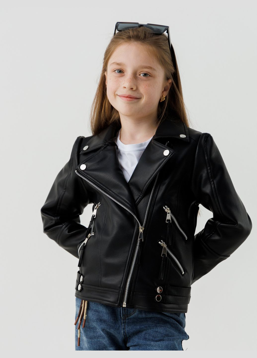 Черная демисезонная куртка из экокожи для девочки 8812 116 см черный (2000990538031d) shop (2000990538031) XZKAMI