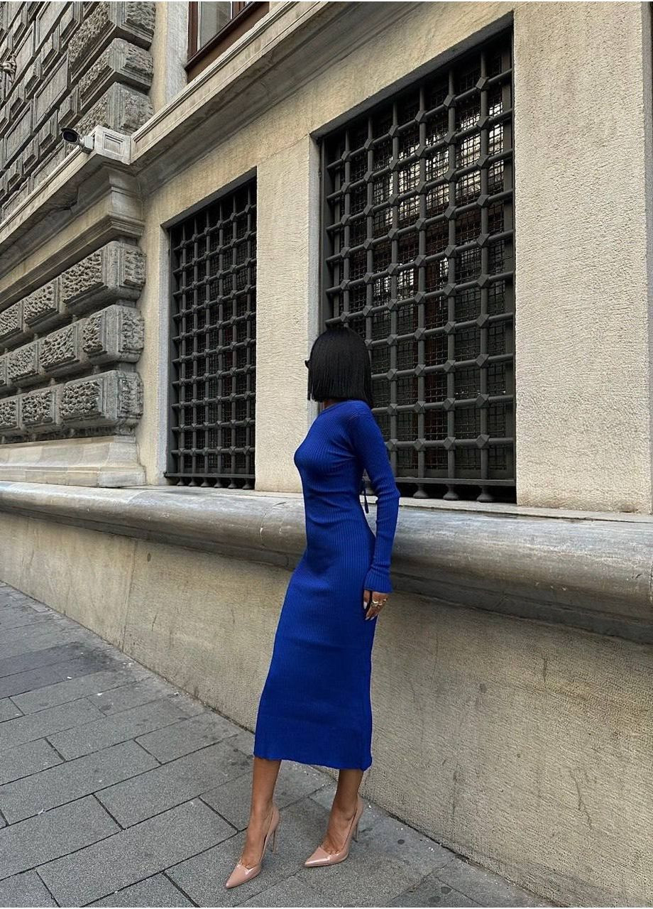 Синее праздничный, вечернее, деловое, кэжуал женское платье силуэтное силуэтная Style Point однотонное