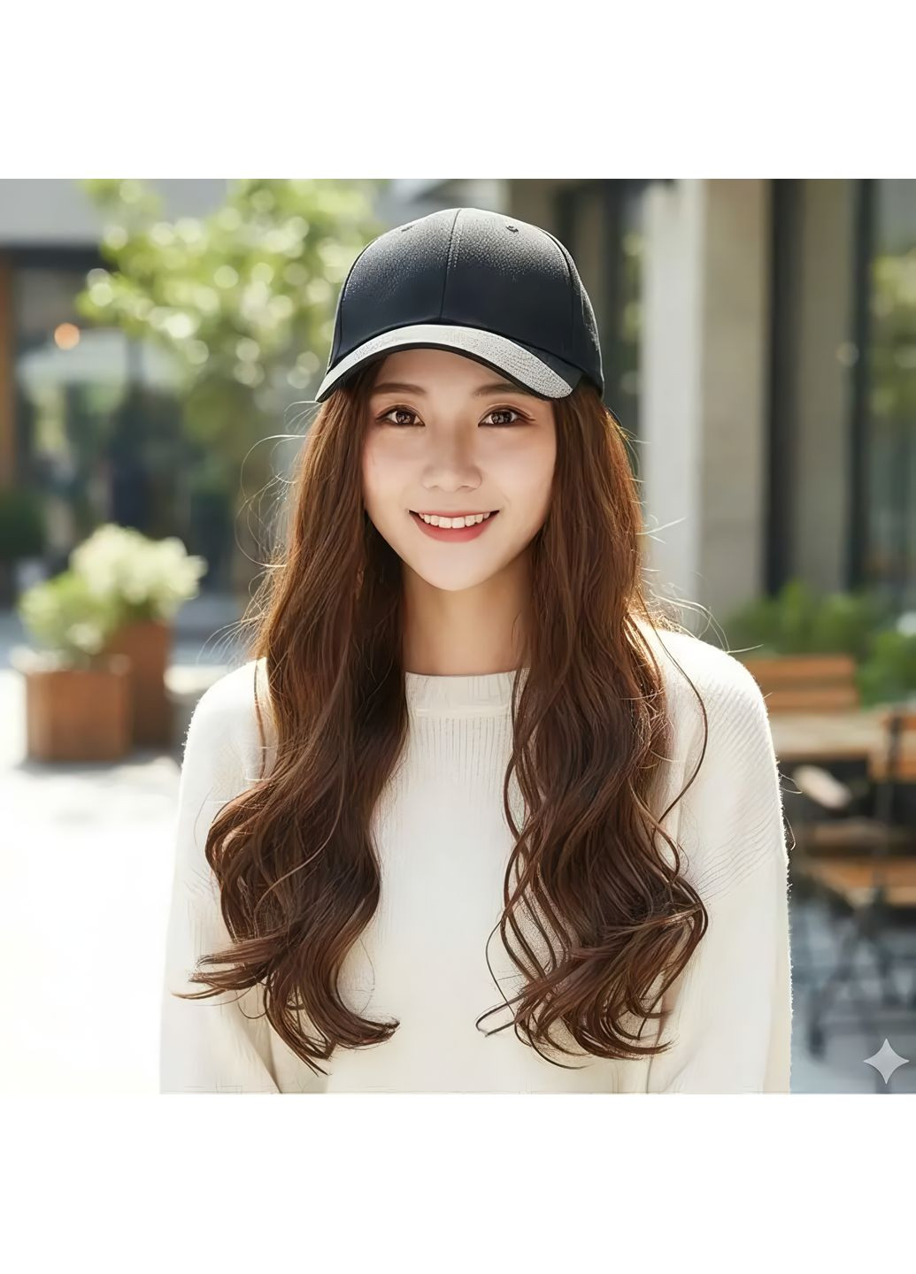 Парик кепка с волнистыми волосами 60 см Шатенка No Brand (368892619)