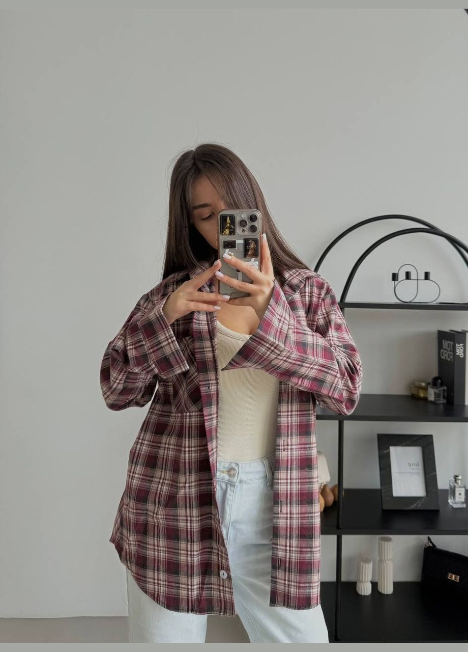 Бордовая кэжуал рубашка в клетку Adelante