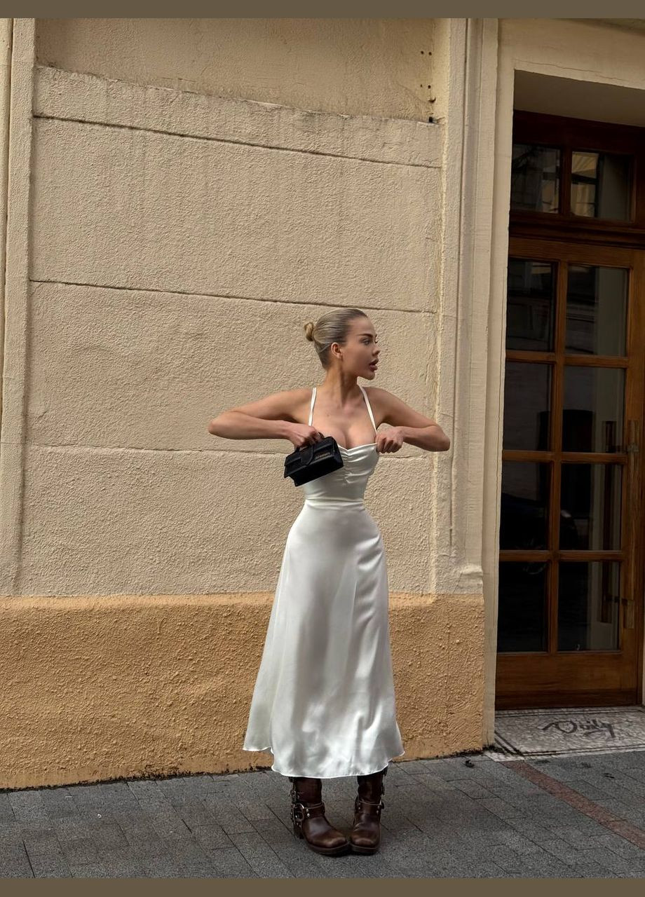 Молочна повсякденний, кежуал сукня No Brand однотонна