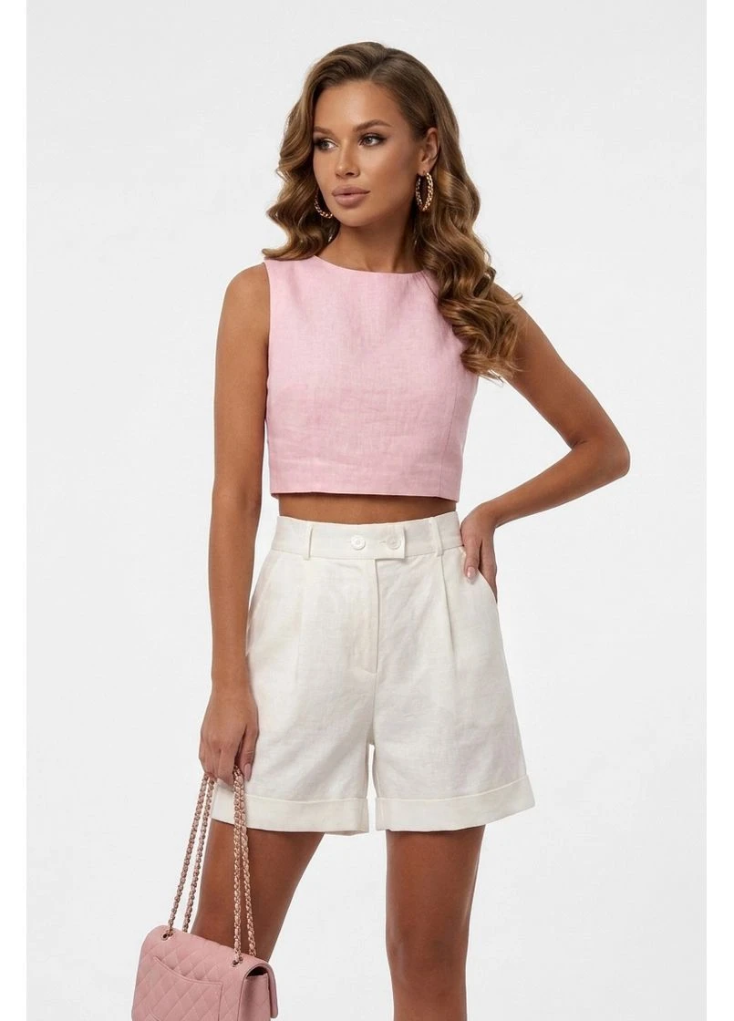 Шорты женские однотонные молочного цвета Let's Shop (402230584)