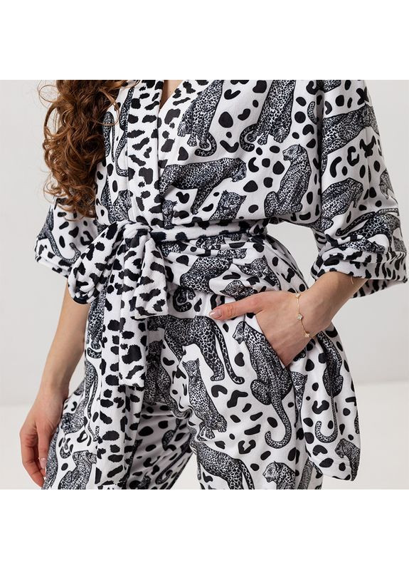 Набір з плюшевого велюра халат + штани "Чорна пантера" Sleeptime Набір халат та штани (365655865)