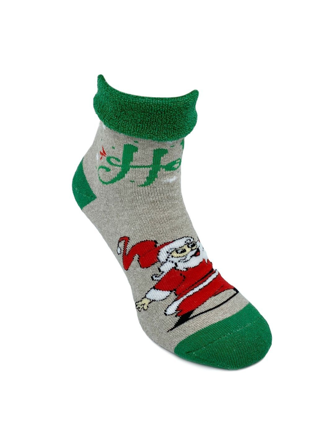 Комбіновані шкарпетки жіночі, махрові з відворотом, високі. санта, хо-хо-хо. набір з 3-х пар. kолір: кольоровий мікс Крокус новорічні (365858362)