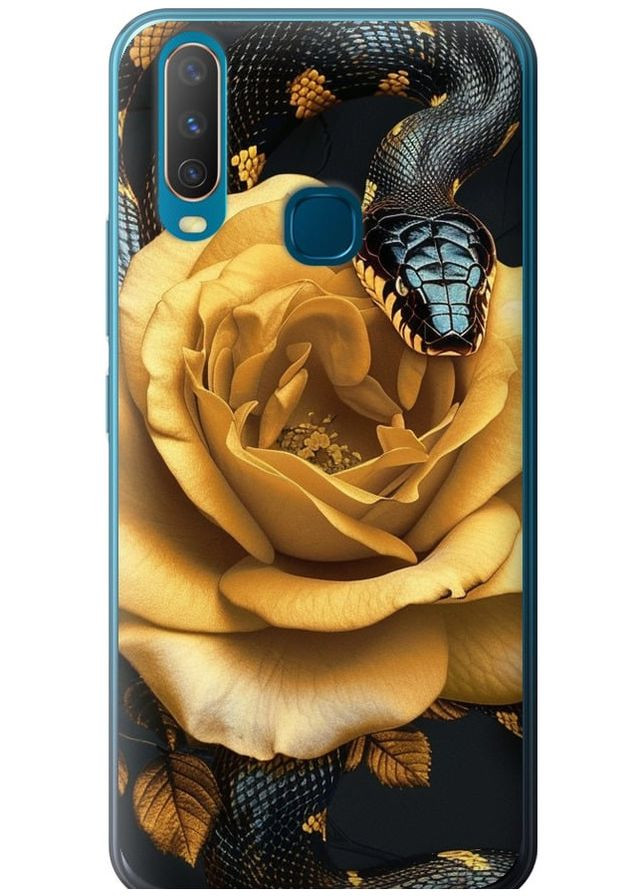 Силиконовый чехол 'Black snake and golden rose' для Endorphone Vivo Y17 (286771359)
