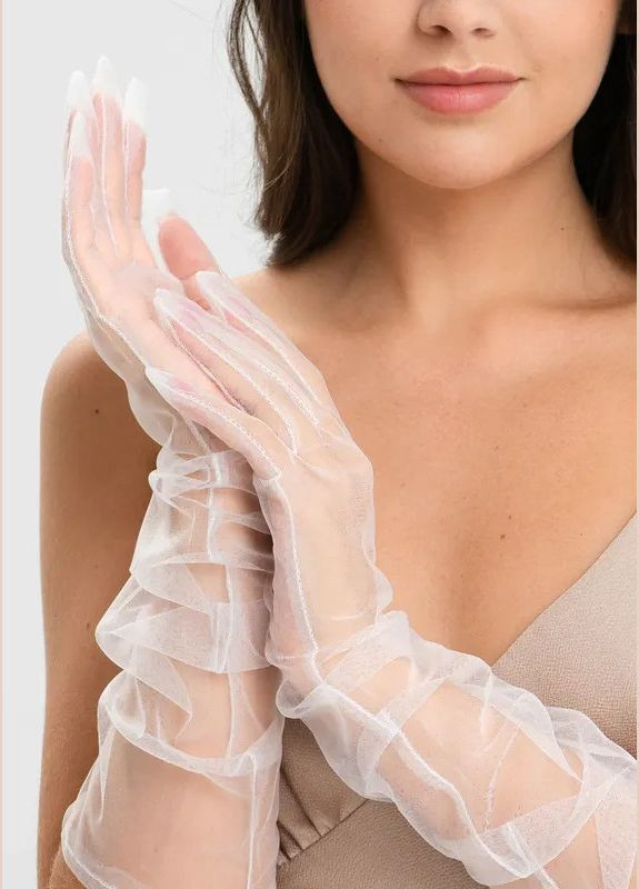 Женские перчатки фатиновые однотонные длинные Черные Cindylove (280280730)