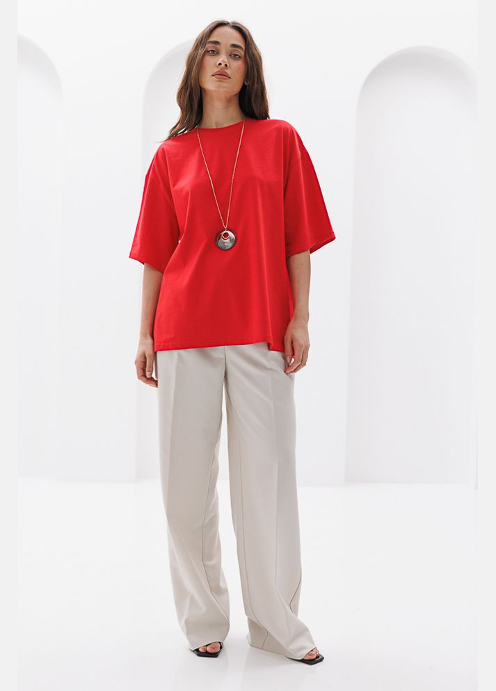 Жіноча oversize футболка коричневого кольору Arjen - (297574679)