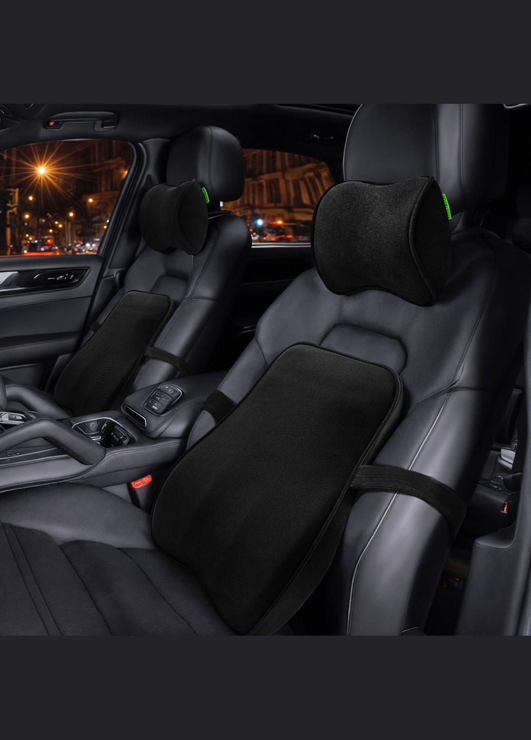 Подушка під спину автомобільна ортопедична 440x400x110 мм Чорна ProfiLuxe AMF 002 (330761225)