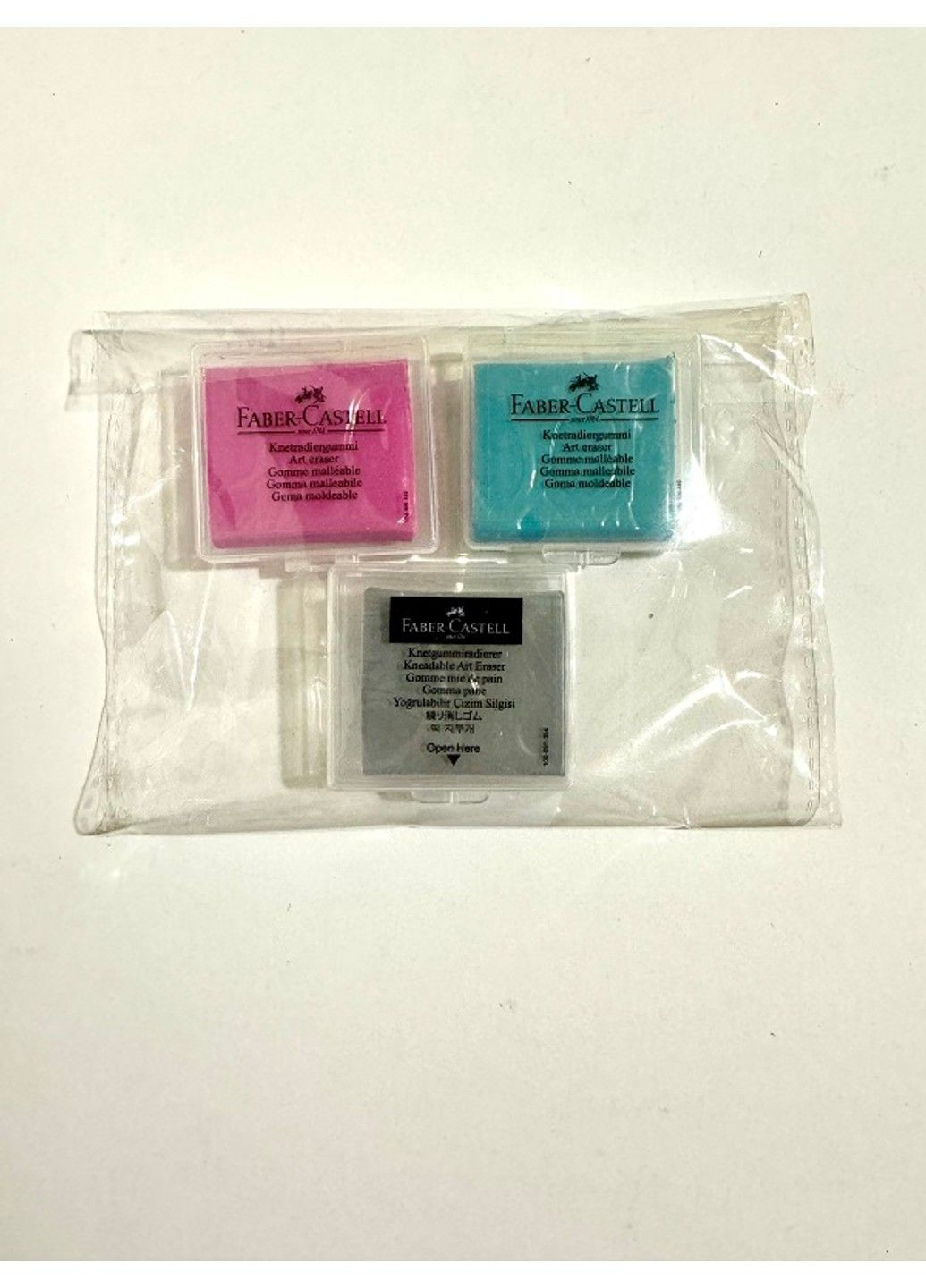 Набор клячка в чехле 3 штуки в упаковке:серая,бирюзовая,розовая Faber Castell Faber-Castell (283038794)