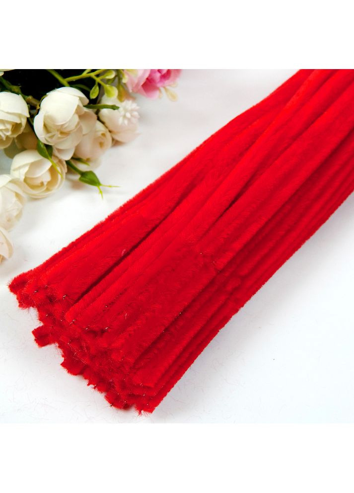 Дріт синельний №1, пухнасті палички, 30 см, червоний (10 шт) No Brand (367088620)