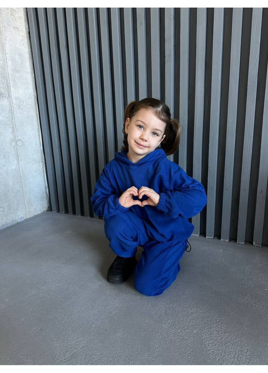 Синий демисезонный костюм базовый детский унисекс,двусторонний флис,не кшлатиться,не линяет,кофта с капюшоном и брюки Україна