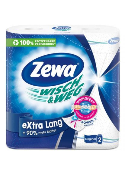 Паперовий рушник Zewa wisch & weg extra lang 2 шари 2 рулони (268146723)