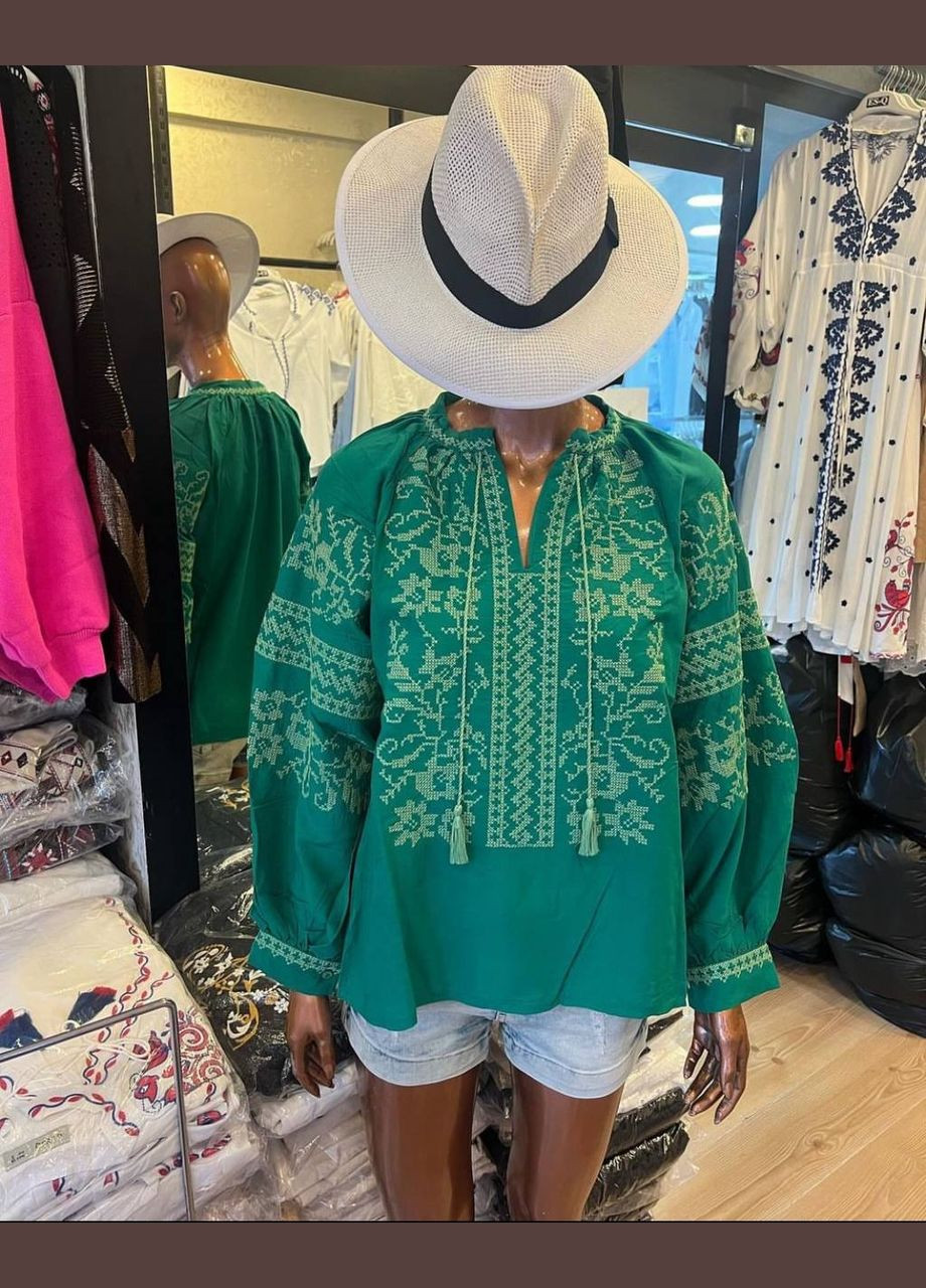 Жіноча вишиванка Бандерівка зелена ESQ 5174 (303898906)