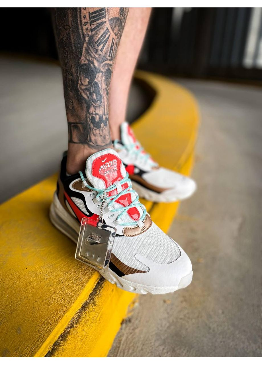 КРОСІВКИ ЖІНОЧІ NIKE REACT 270 WHITE RED BEIGE НАЙК РЕАКТ No Brand білі демісезони (369394006)