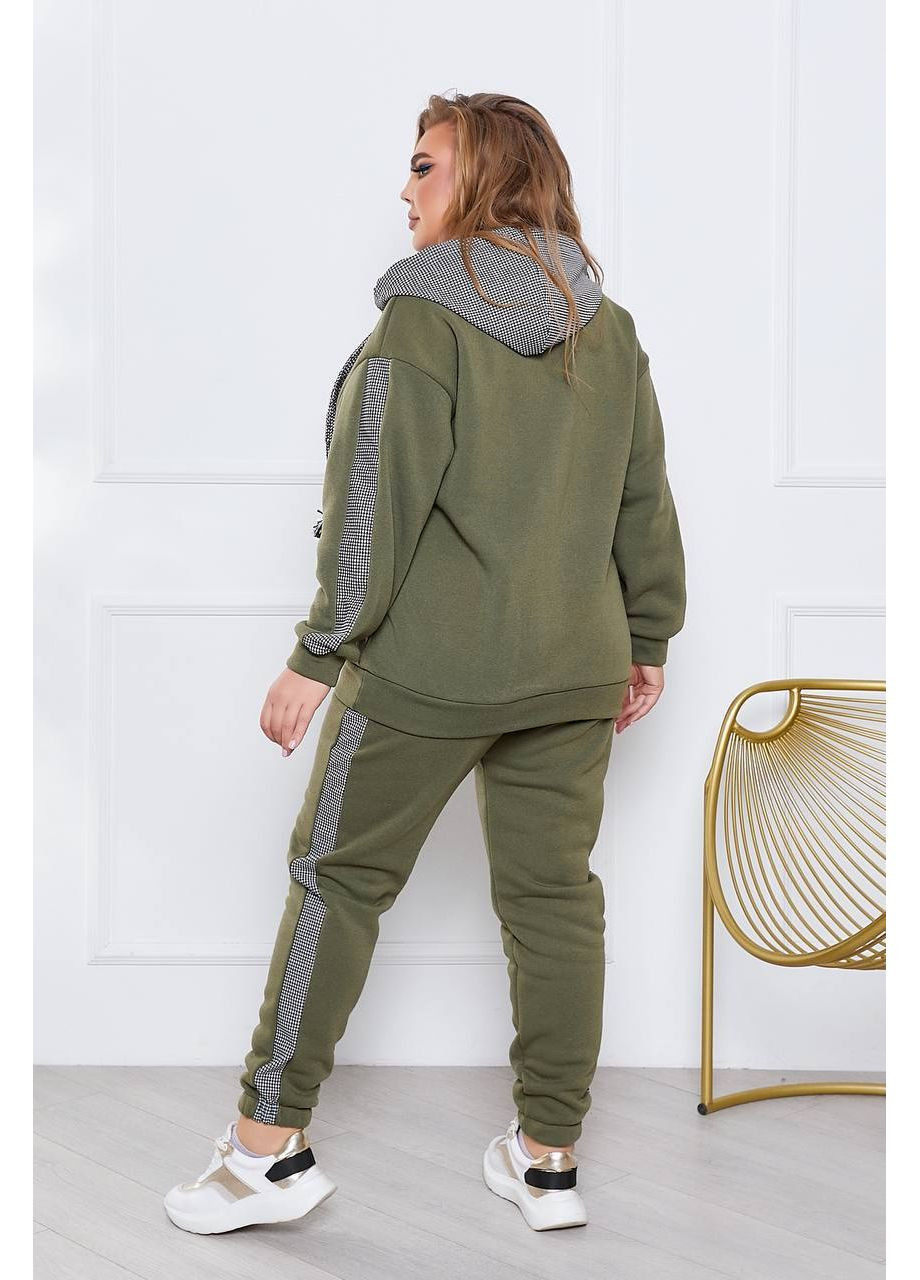 Женский спортивный костюм из трехнитки на флисе цвет хаки New Trend (304648175)