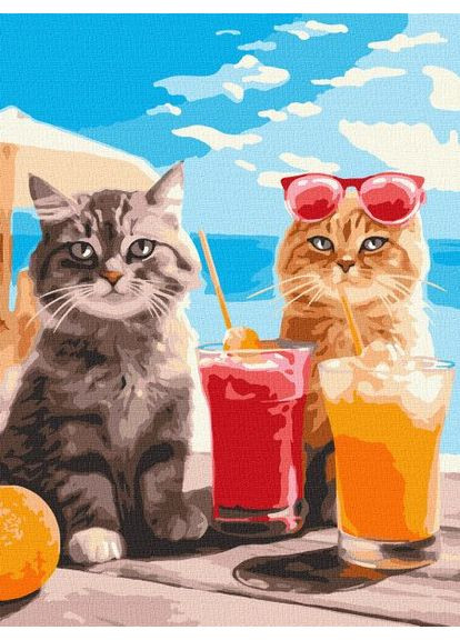 Картина за номерами - Котики на відпочинку ©art_selena_ua 30х40 см IDEYKA (362203722)
