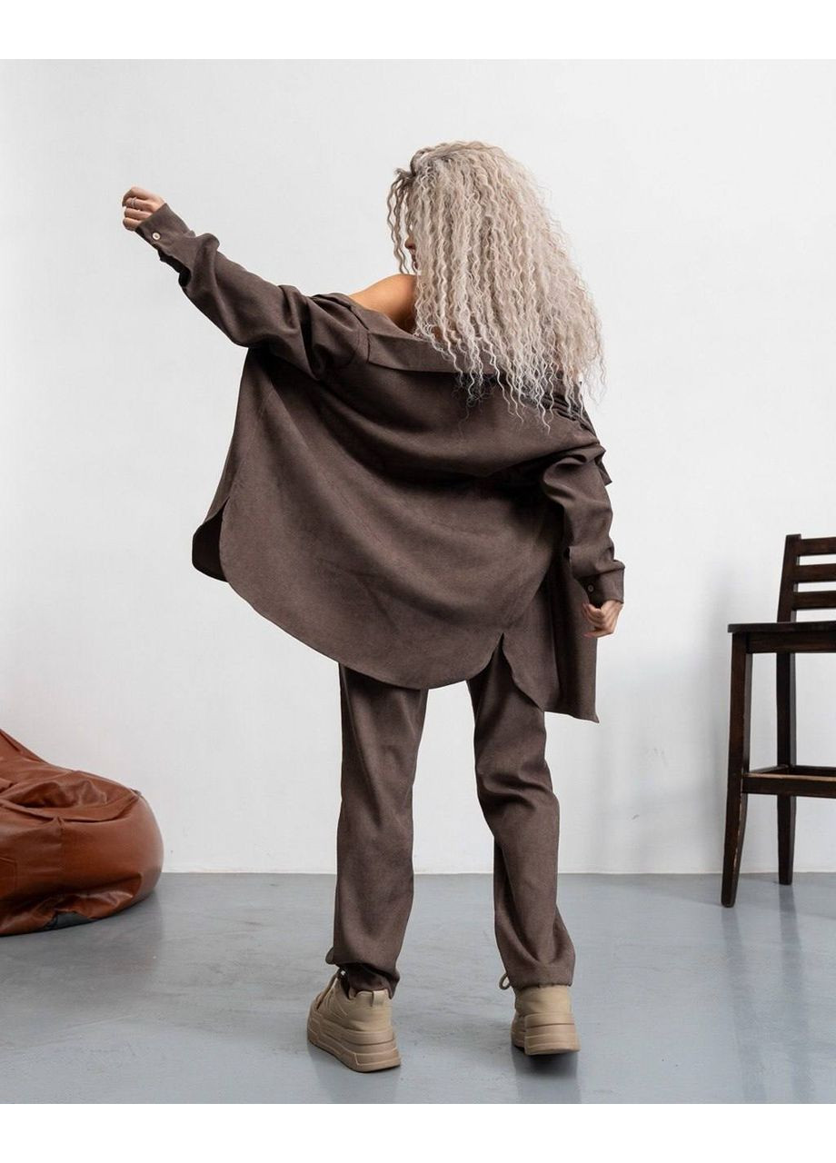 Жіночий Мікро вельветовий костюм: сорочка + штани Україна (361044136)