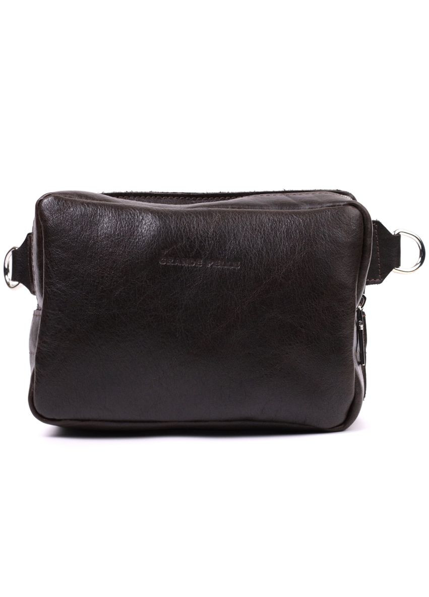 Сумка мужская кожаная через плечо бананка на пояс 22575 Коричневый Grande Pelle (306882233)