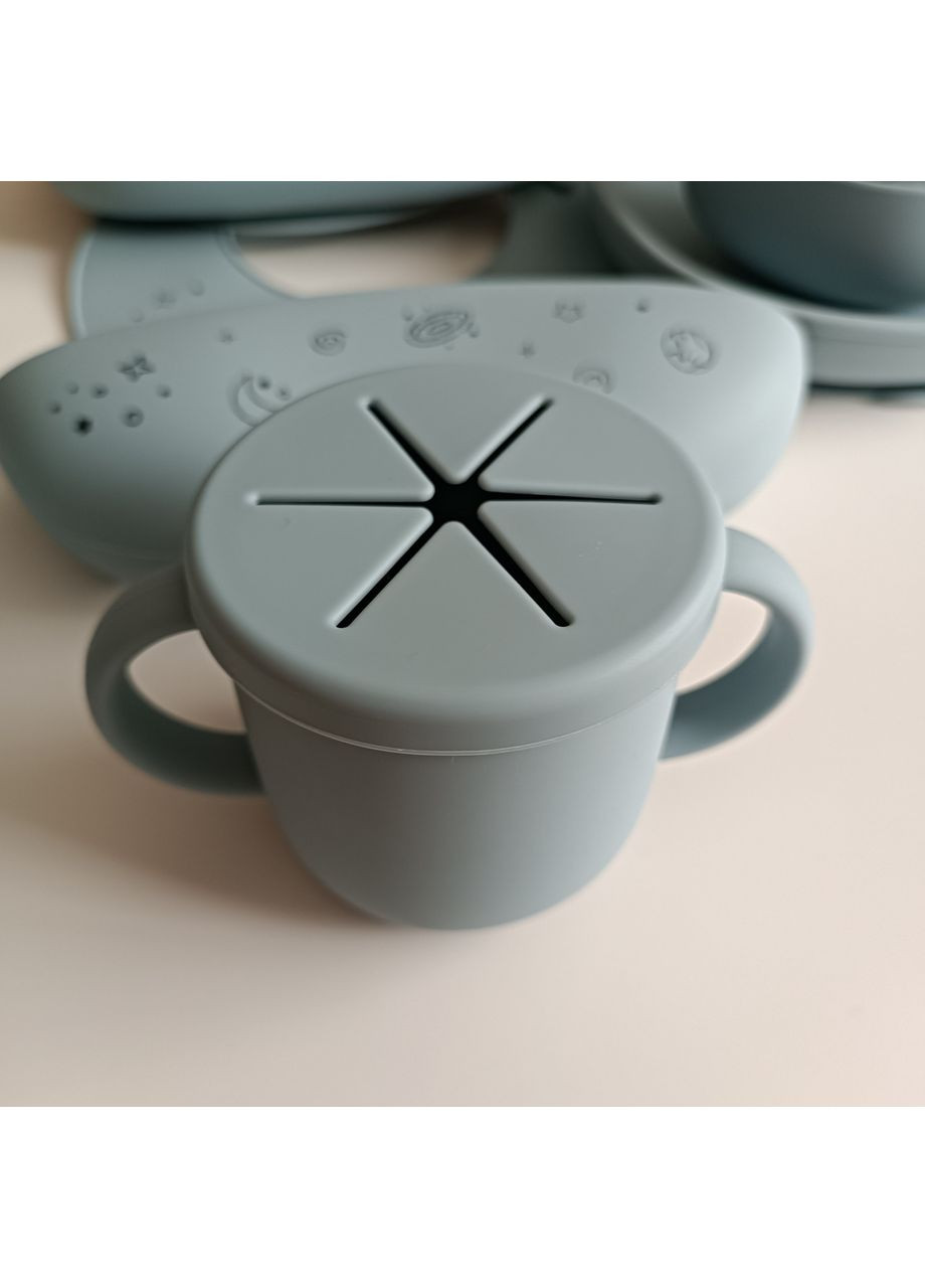 Дитячий набір силіконового посуду для хлопчика Колір дасті блу 7 од (0267) No Brand (368999856)