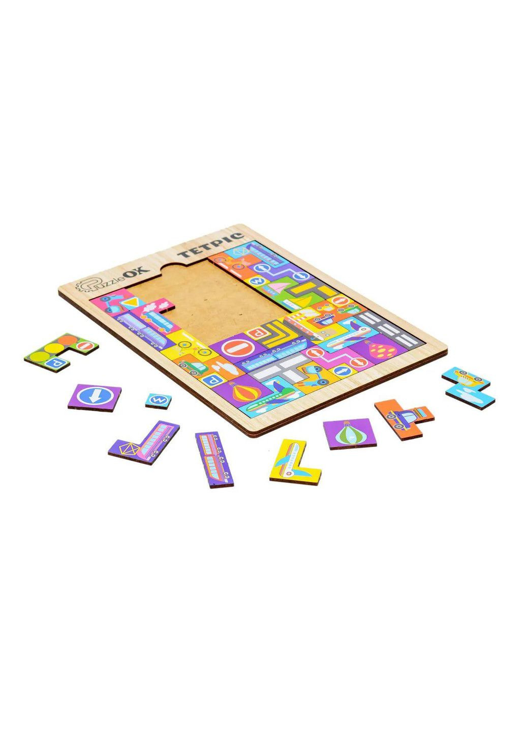 Развивающая деревянная игрушка "Тетрис Транспорт" 22922 PuzzleOK (329894740)