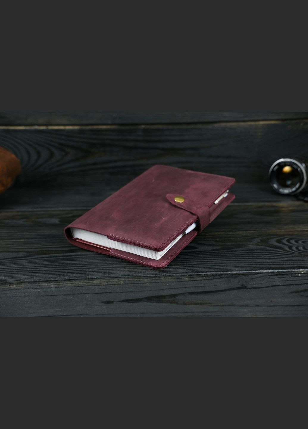 Шкіряна обкладинка для ежедневника формату А5 Модель № 13, натуральна Вінтажна шкіра, колір Бордо Berty (299397153)