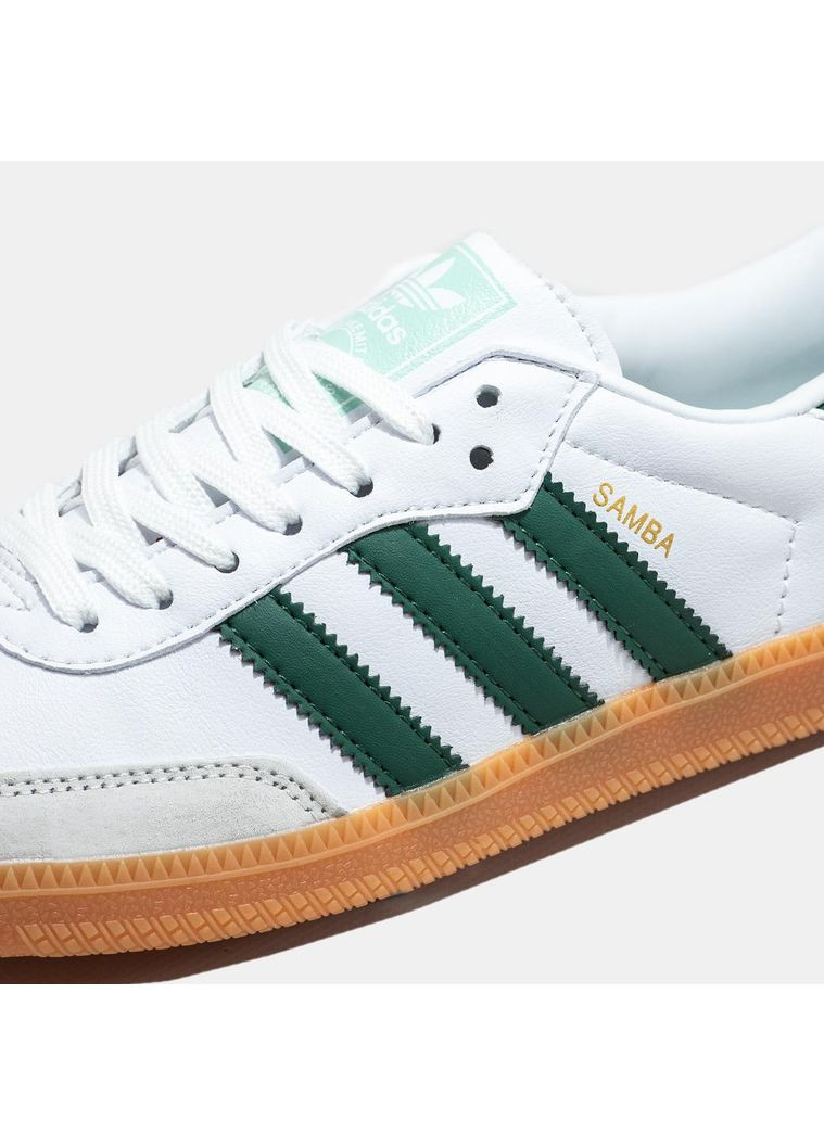 Сірі Осінні кросівки чоловічі adidas samba vegan white green адідас самба No Brand