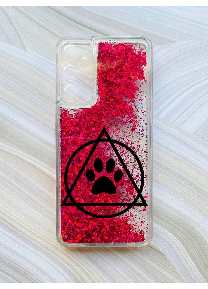 Чохол з плаваючими блискітками на Samsung Galaxy A05s (A057) Рожевий Логотип квадроберів (принт 394) Creative (355390341)