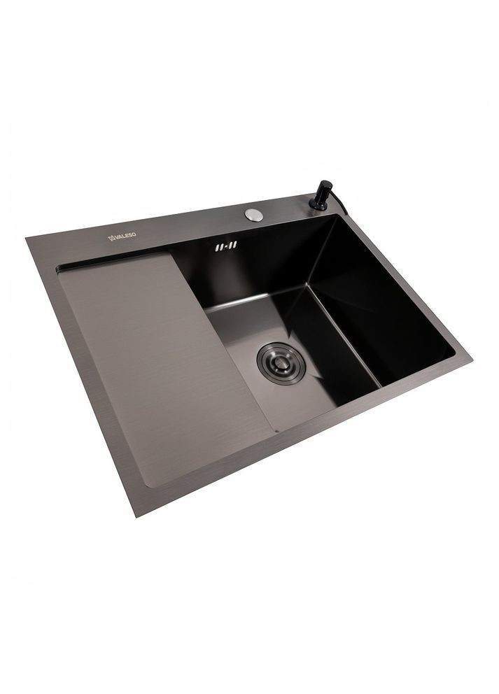 Кухонна мийка CM 65*50 R чорна PVD Handmade (круглий сифон 3,0/0,8) Valeso (353746540)