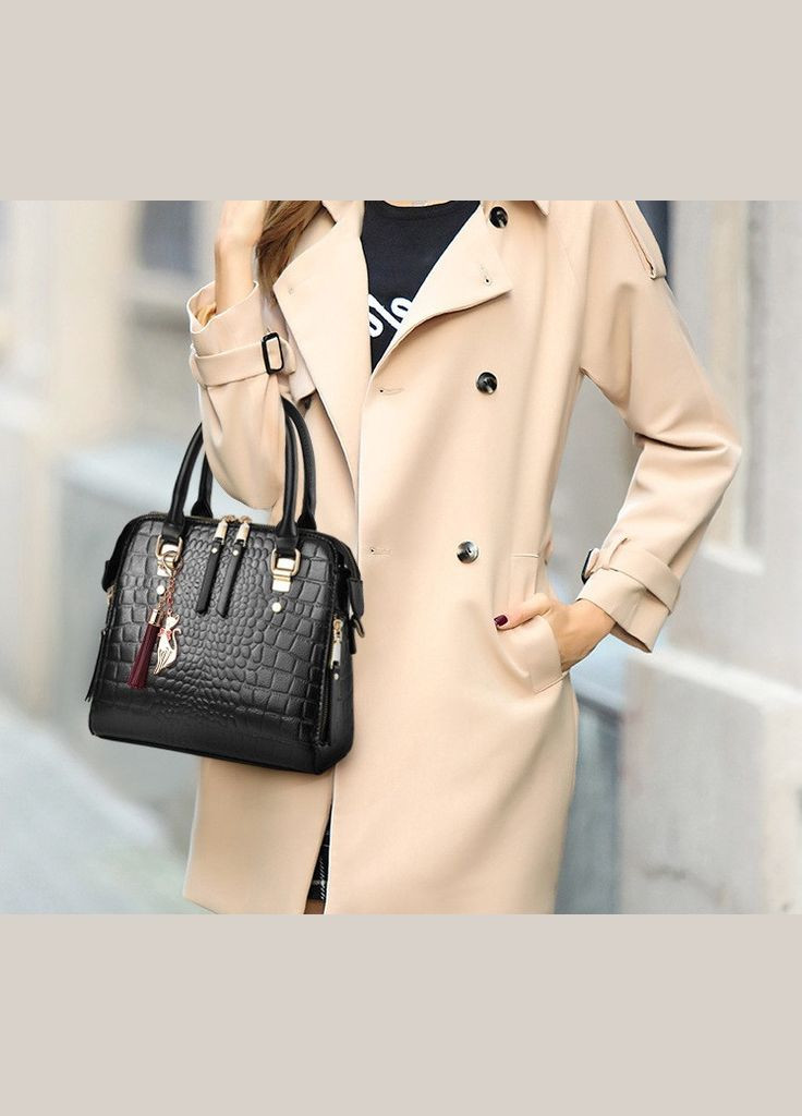 Модная женская сумка через плечо с брелком, сумочка под рептилию змеиная эко кожа No Brand (334730769)