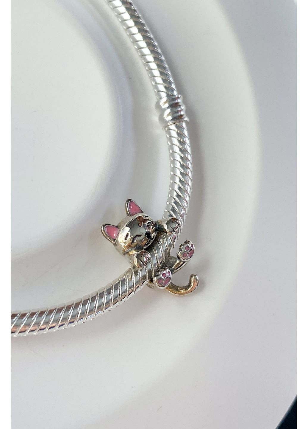 Шарм для браслета намистина кішка срібло 925 CHICLY (367186644)
