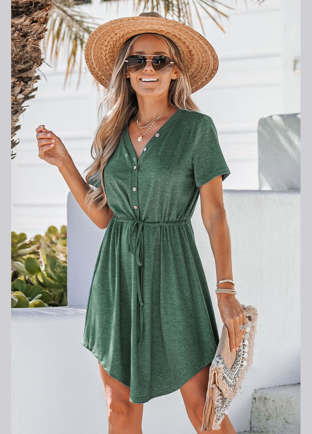 Зелена повсякденний плаття, сукня CUPSHE меланжева