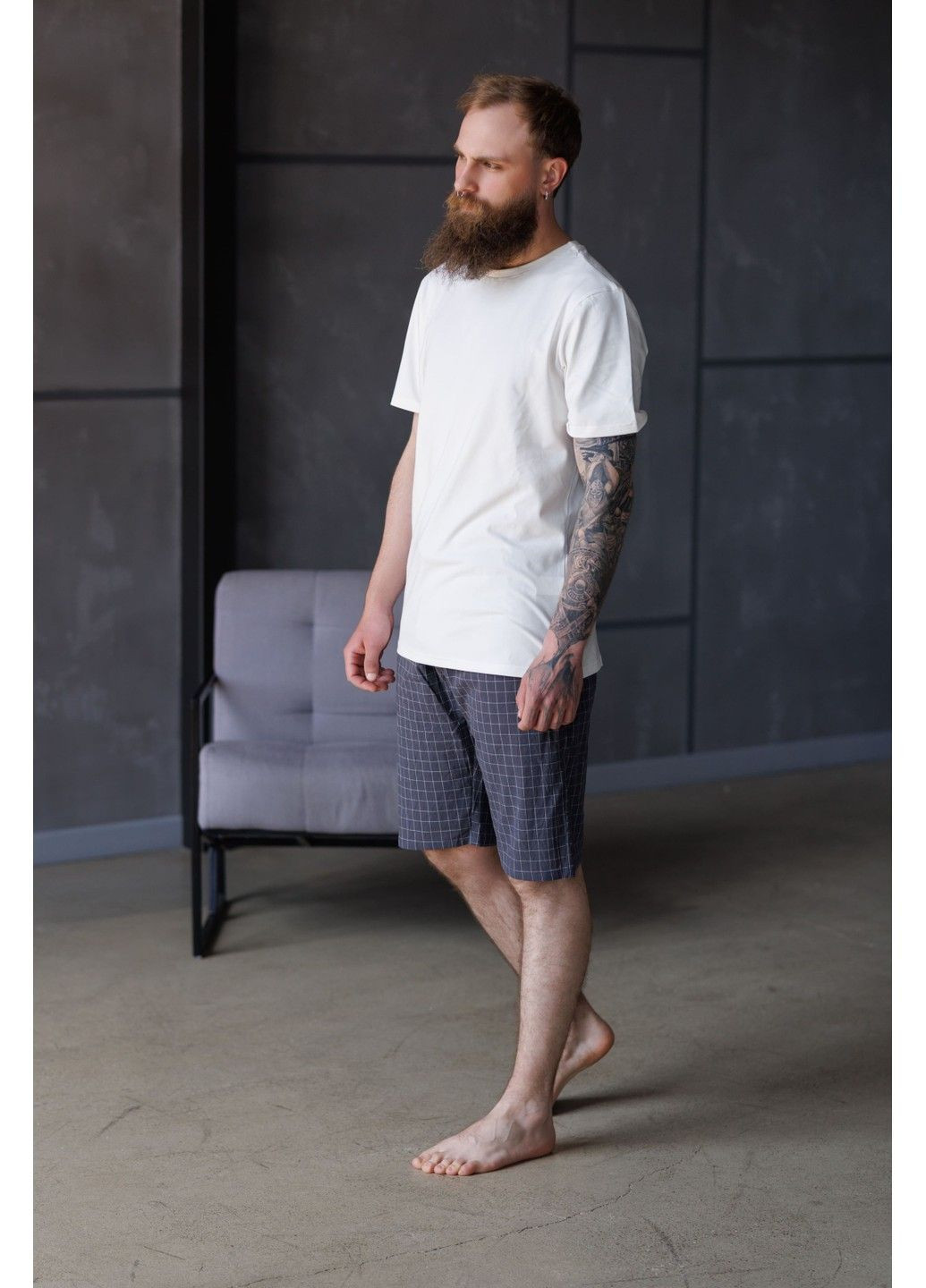 Шорты мужские в клетку для дома HOMELY графит Handy Wear (337715538)