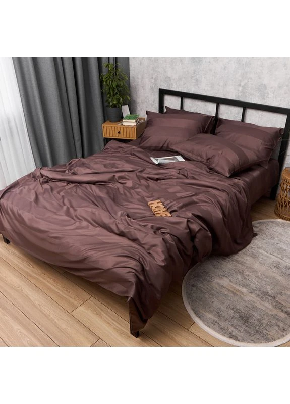 Комплект постільної білизни Satin Stripe двоспальний 175х210 наволочки 2х50х70 (MS-820016841) Moon&Star Arabica (400234855)