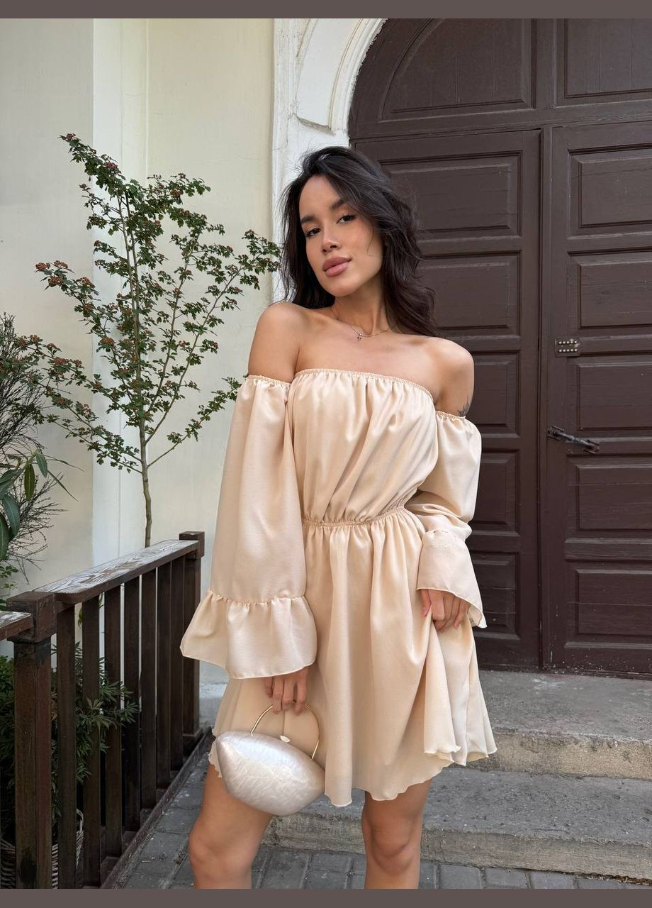 Бежевое кэжуал платье N.Family однотонное