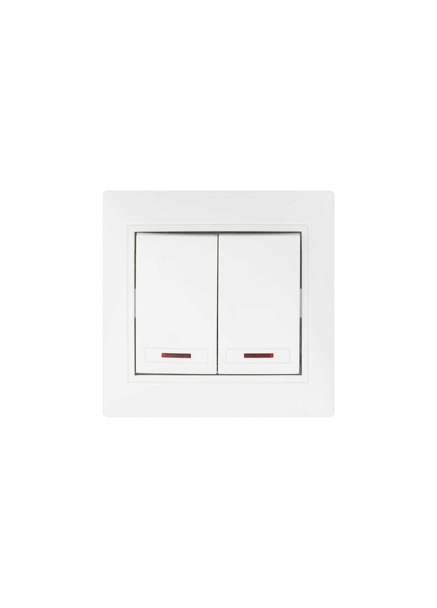 Выключатель 2-клавишный с подсветкой белый BW-2002 Valeso (346088890)