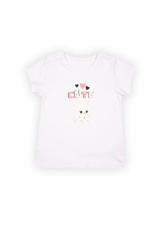 Белая летняя детская футболка для девочки ft-24-5 Габби
