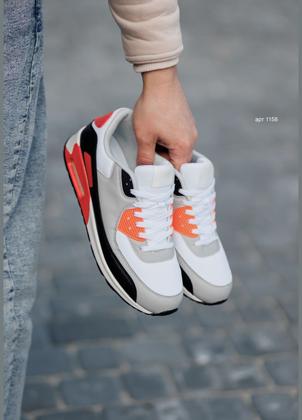 Серо-красные демисезонные кроссовки grey orange No Brand Air Max 90