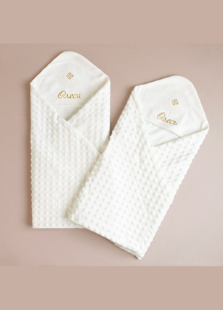 Именная крестца-плед с уголком молочная из минки-плюша Ladan (300581535)