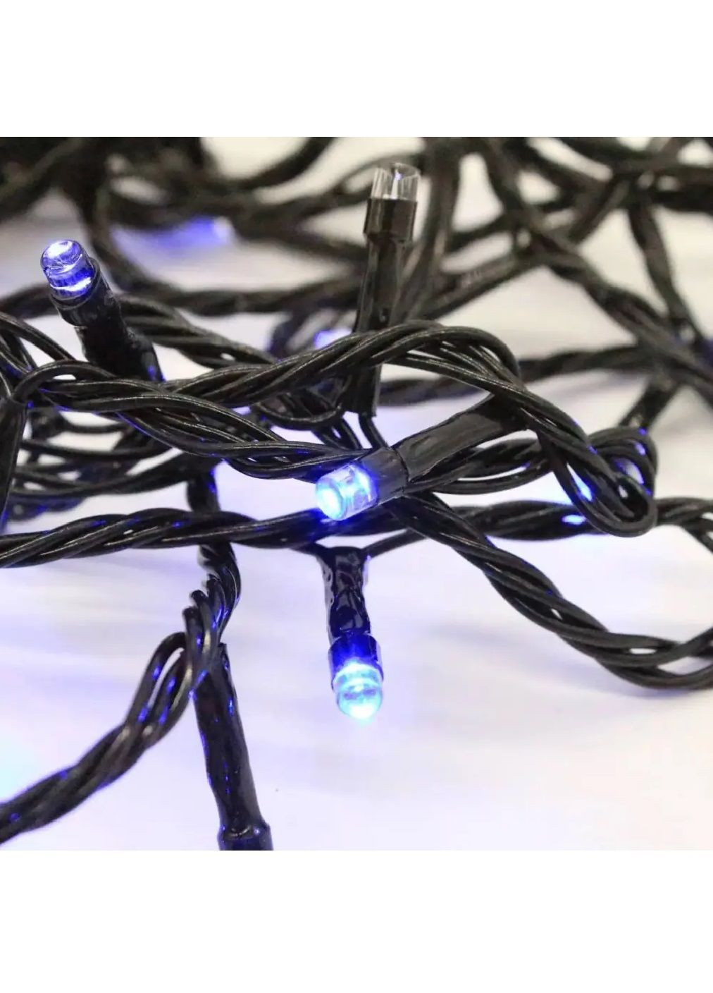 Гірлянда нитка вулична кімнатна світлодіодна новорічна з роботою від мережі зеленим кабелем 50 м 800 лампочок (482064-Prob) Синя Unbranded (370084123)