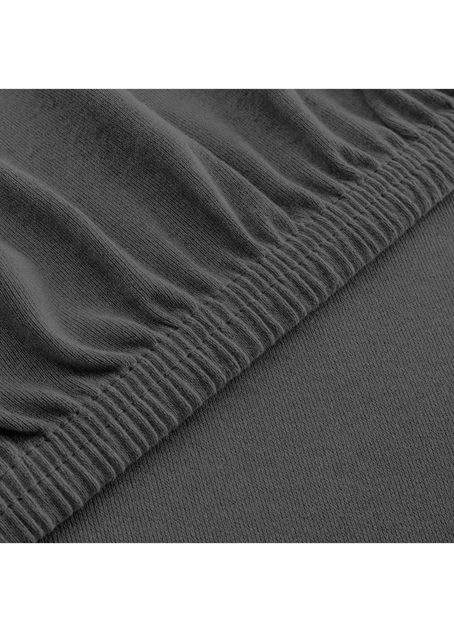 Простирадло трикотажне 180/200х200х35 см на гумці, еластичне, трикотаж, бавовна т/сіра IDEIA (364122455)