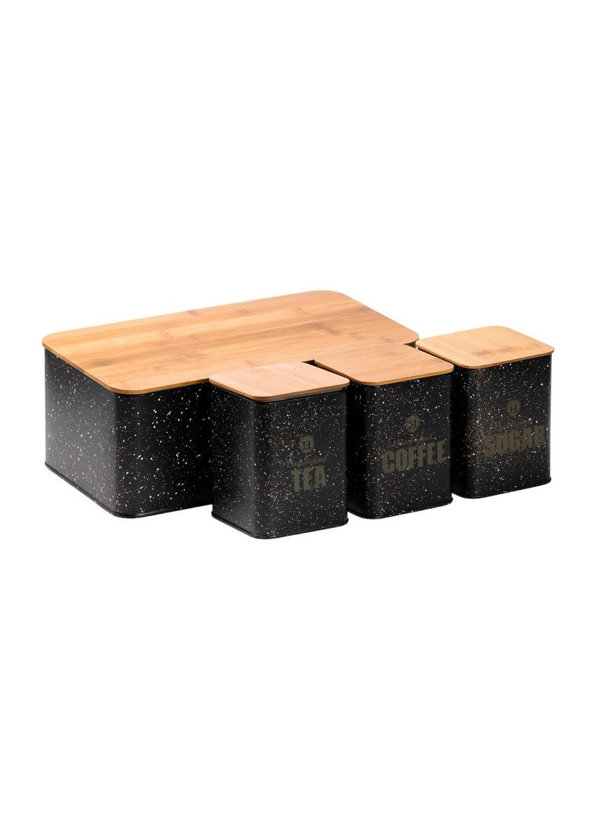 Набір для зберігання продуктів 4 штуки з бамбуковими кришками чорний HP33527B Yiwu (353505063)