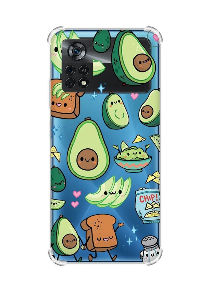 Чехол с утолщёнными углами для Xiaomi Poco X4 Pro 5G:: Милашки авокадо каваи (принт 305) Creative (360680225)