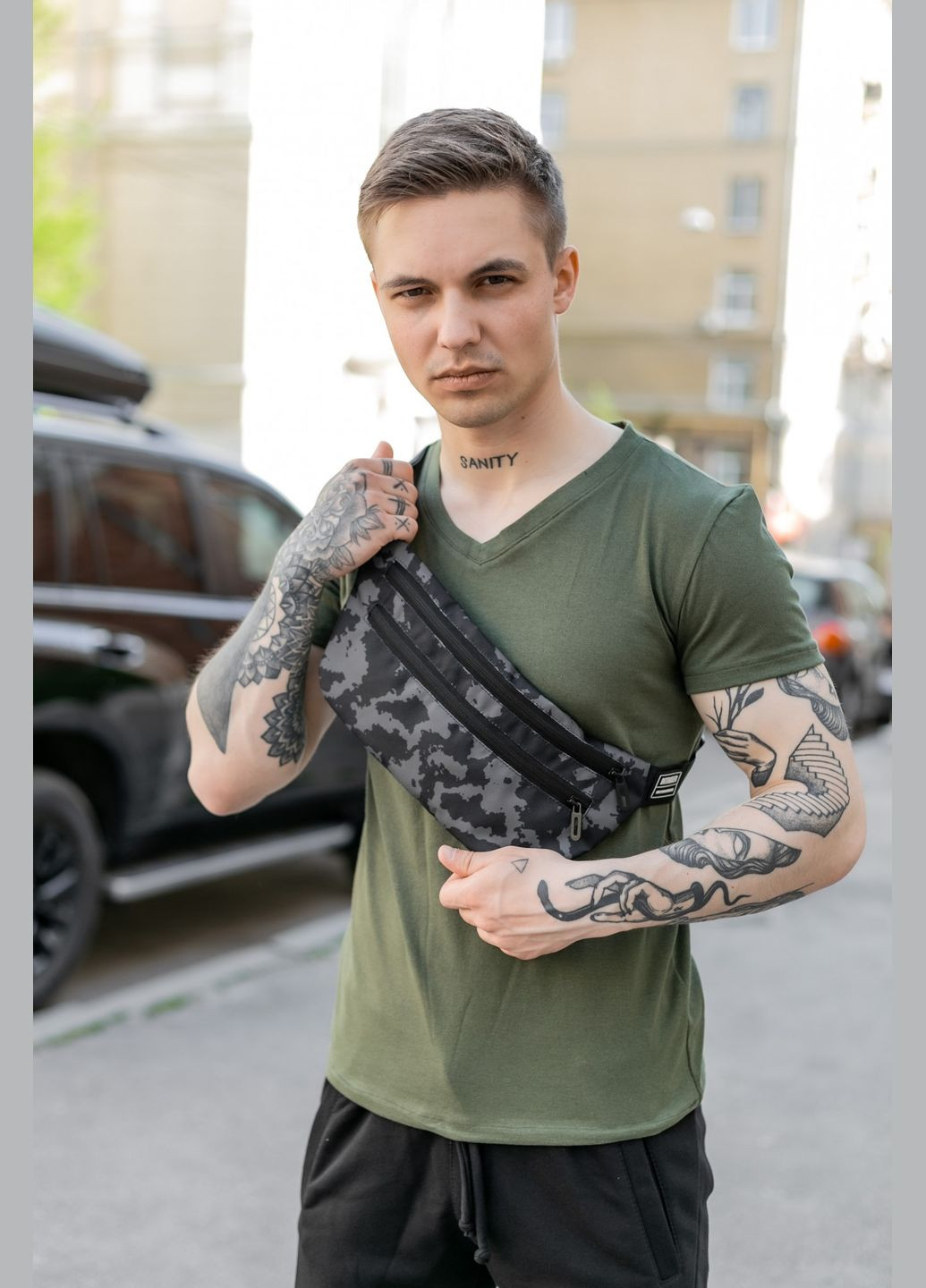 Сумка-бананка сірий камуфляж Intruder (332767621)