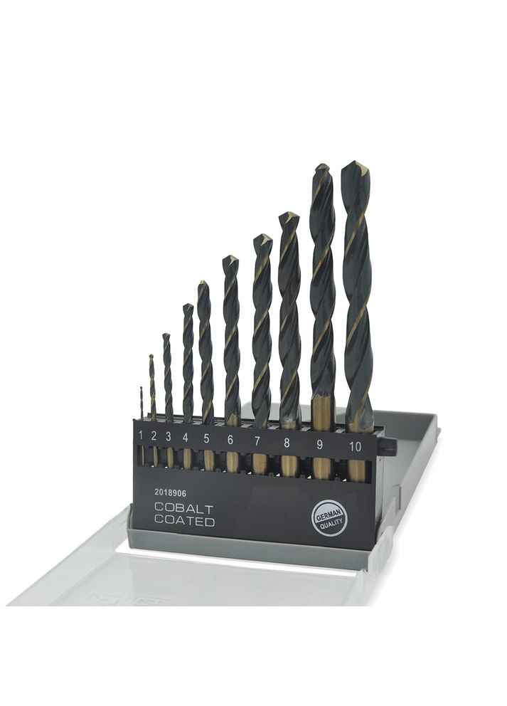 Набор сверл по металлу HSS (1-10)мм, 10шт, кобальтовое покрытие (129891) Haisser (320627272)