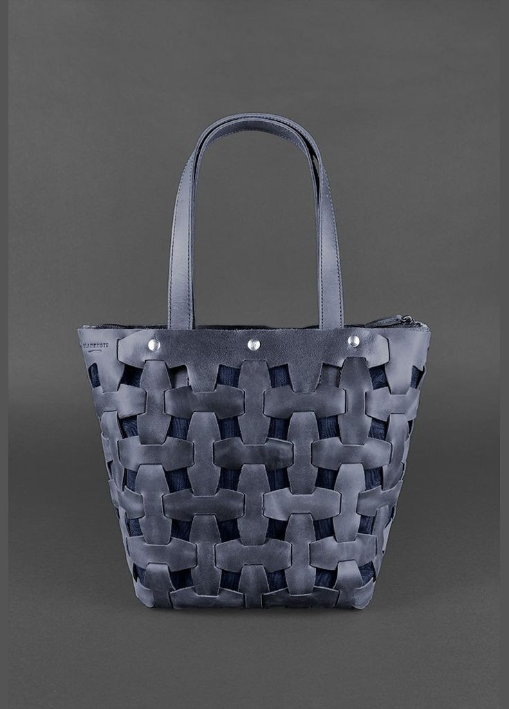 Кожаная женская плетеная сумка Пазл L синяя Crazy Horse (A-026671) BlankNote (327874225)