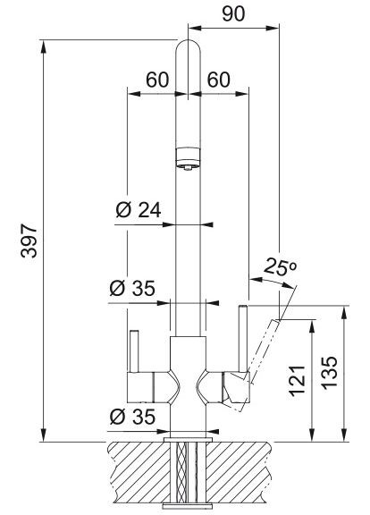 Змішувач для кухні Lina Clear Water, довж.виливу - 272 мм, поворотний, 1+1 фільтр, хром FRANKE (360396104)