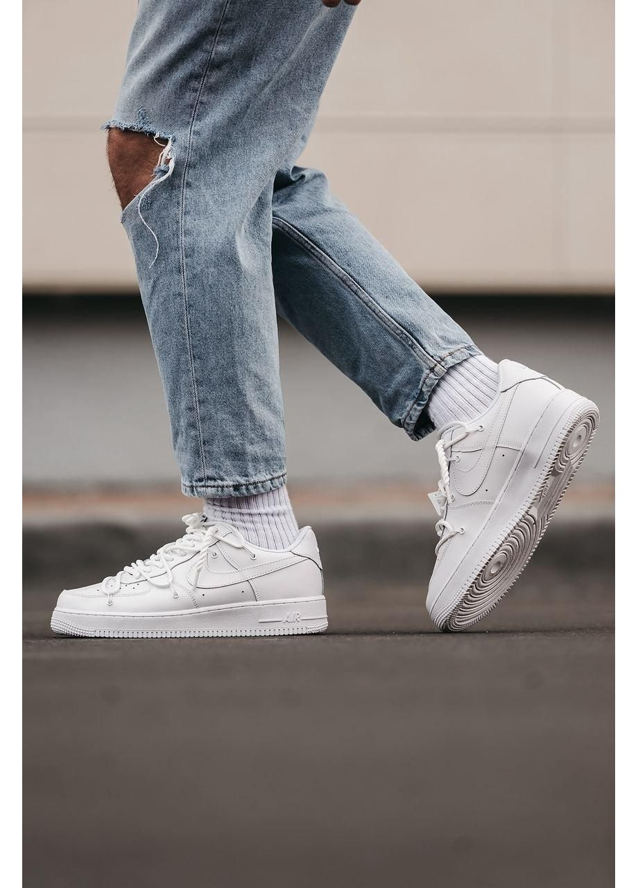 Білі Осінні кросівки чоловічі nike air force 1 white v2 найк аір форс 1 преміум No Brand